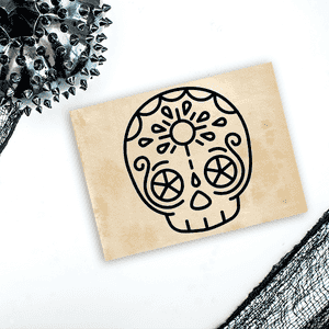 Skull Candy Sun Halloween Craft Rubber Stamp Imprint Example
