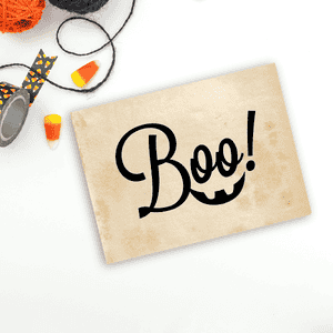 Boo! Smile Halloween Craft Rubber Stamp Imprint Example