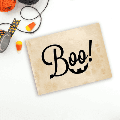 Boo! Smile Halloween Craft Rubber Stamp - alternate view