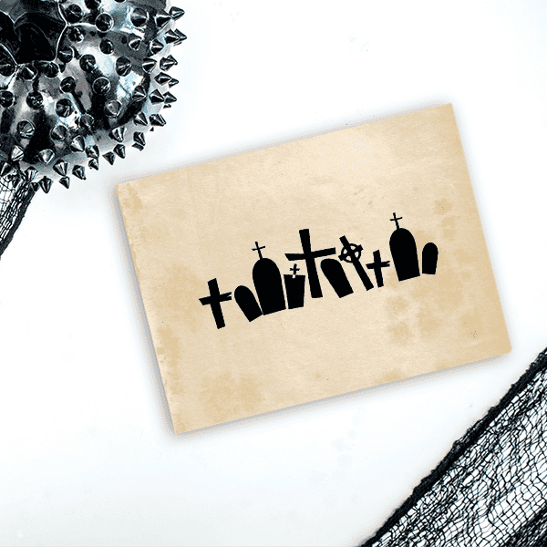 Grave Yard Halloween Craft Rubber Stamp Imprint Example