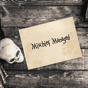 Mischief Managed Halloween Craft Rubber Stamp Imprint Example