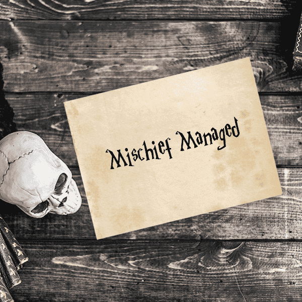 Mischief Managed Halloween Craft Rubber Stamp Imprint Example