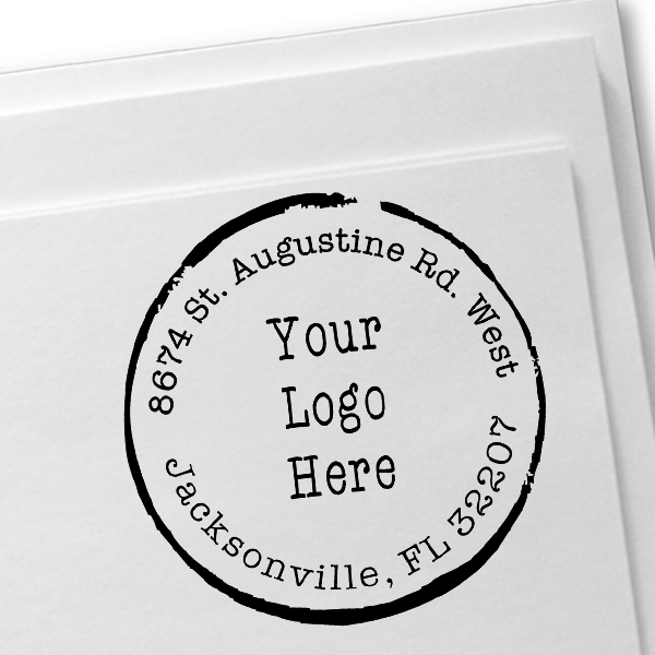 Broken Circle Round Logo Stamp Imprint Example