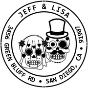 Sugar Skull Bride Groom Round Address Stamp
