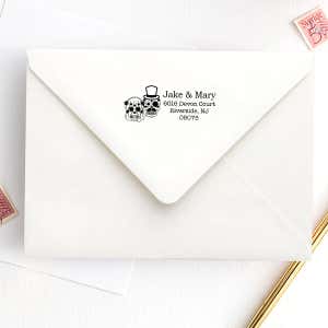 Sugar Skull Bride Groom Address Stamp Imprint Example