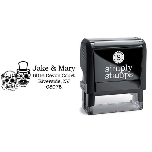 Sugar Skull Bride Groom Address Stamp Body and Design
