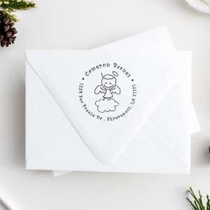 Smiley Angel Return Address Stamp Imprint Example