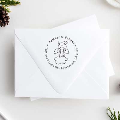 Smiley Angel Return Address Stamp - alternate view