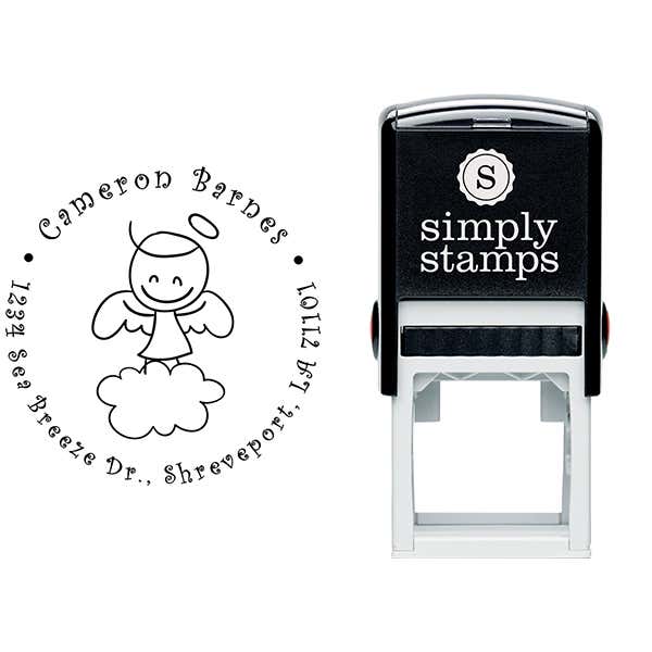 Smiley Angel Return Address Stamp Body and Design