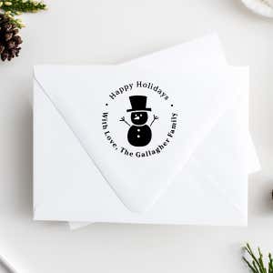 Snowman Hands Up Return Stamp Imprint Example