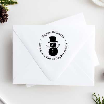 Snowman Hands Up Return Address Stamp - alternate view