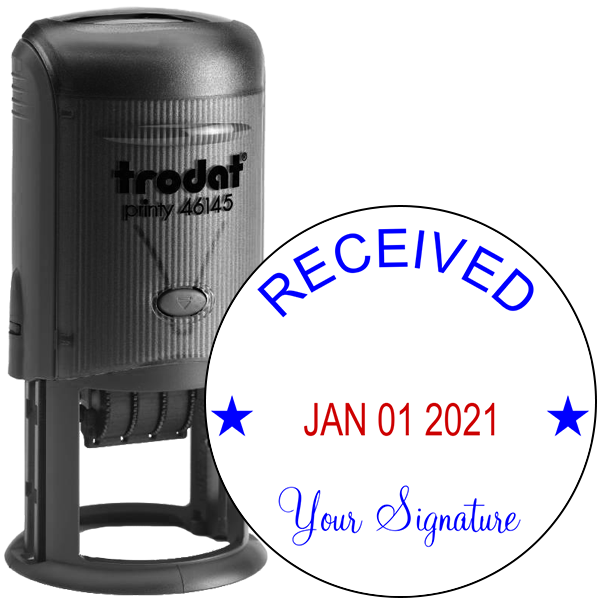 Round Self-Inking Signature with Dater Stamp