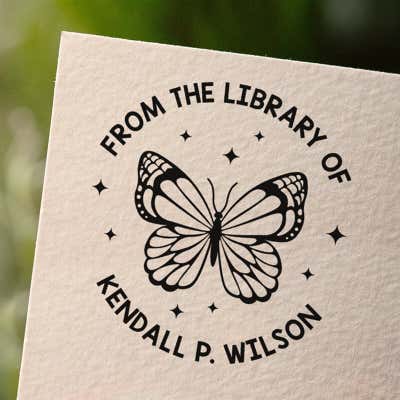 Butterfly Custom Book Stamp - alternate view