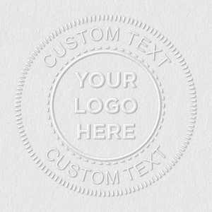 Close-up of the stamped logo impression on paper
