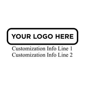 Close-up of the stamped logo impression on a white background