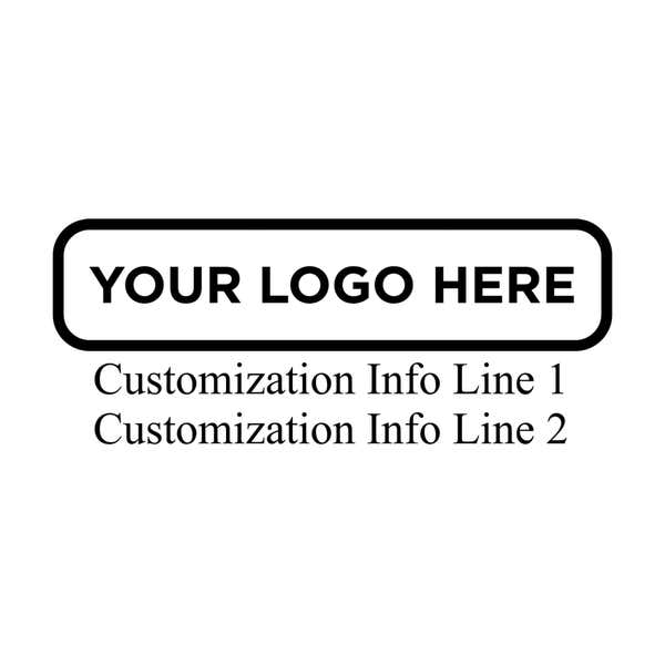 Close-up of the stamped logo impression on a white background