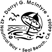 Umbrella Ocean Scene Address Stamp