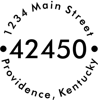 Centered zip round address stamp