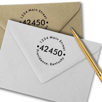 Round ZIP Address Stamp - alternate view