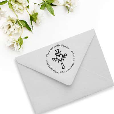 Lily Cross Heart Address Stamp - alternate view
