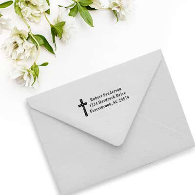 Oval Easter Cross Address Stamp - alternate view