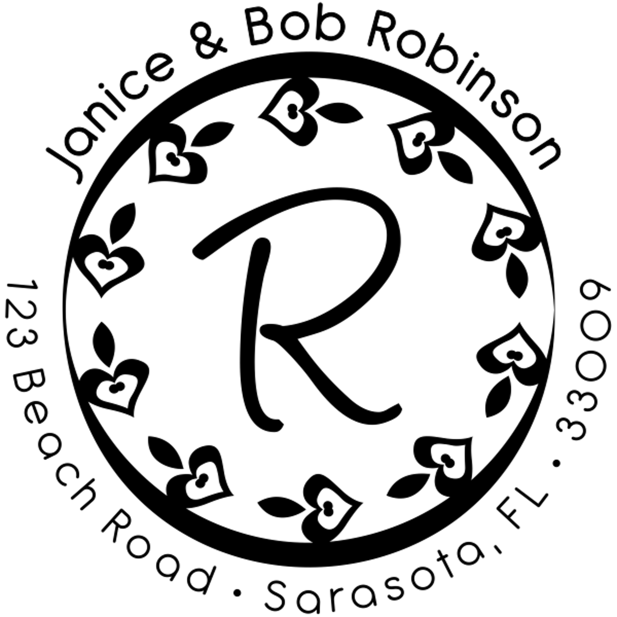 Letter rubber stamp with monogram