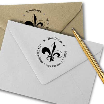 Fleur de Lis Return Address Stamp - alternate view