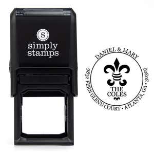 Fern Court Round Address Stamp design over self inking stamp body