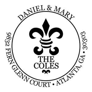 Fern Court Round Address Stamp design on white background