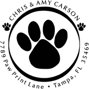 Paw Print Round Address Stamp