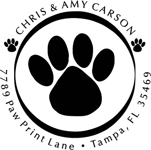 Paw Print Round Address Stamp