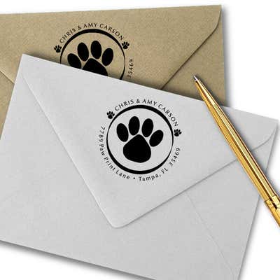 Paw Print Round Address Stamp - alternate view