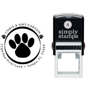 Paw Print Round Address Stamp Body and Imprint