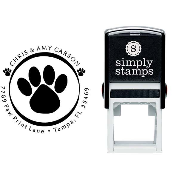 Paw Print Round Address Stamp Body and Imprint