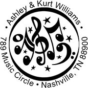 Music Circle Round Address Stamp
