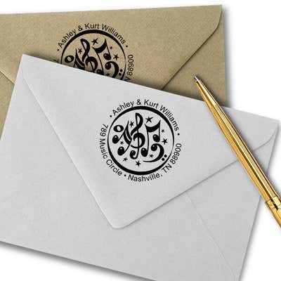 Music Circle Round Address Stamp - alternate view