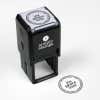 Joy Peace Love Round Address Stamp impression next to self inking stamp body