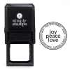 Joy Peace Love Round Address Stamp design over self inking stamp body