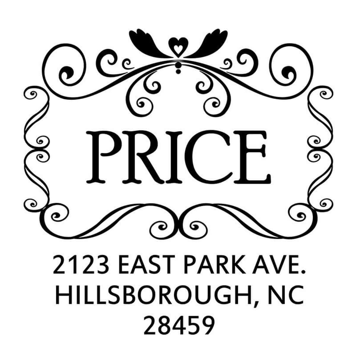 Price Curves Square Address Stamp design on white background