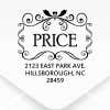 Price Curves Square Address Stamp design close up on an envelope