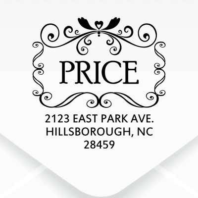Price Curves Square Address Stamp design close up on an envelope