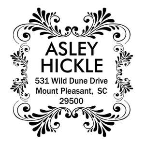 Hickle Curves Square Address Stamp design on white background