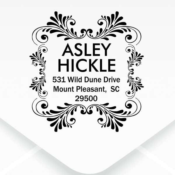 Hickle Curves Square Address Stamp