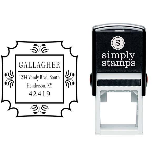 Gallagher Flower Border Address Stamp Body and Design