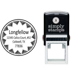 Longfellow Swirl Border Address Stamp Body and Design