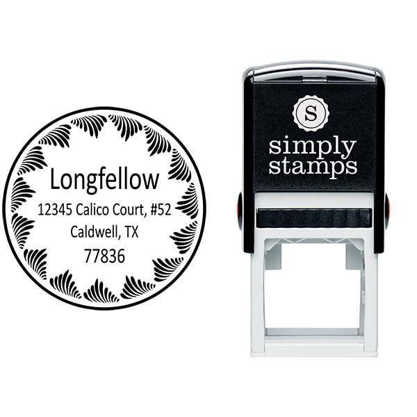 Longfellow Swirl Border Address Stamp Body and Design