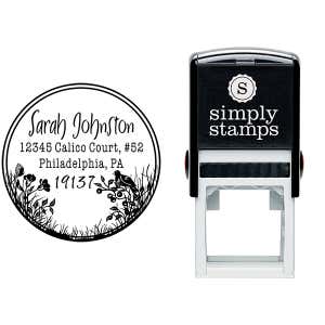 Bird Perched on Flowers Address Stamp Body and Design