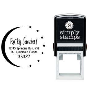 Moon and Stars Return Address Stamp Body and Design