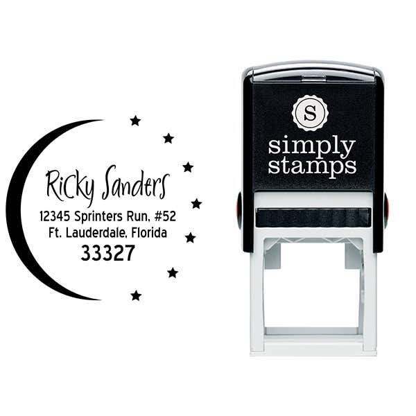 Moon and Stars Return Address Stamp Body and Design