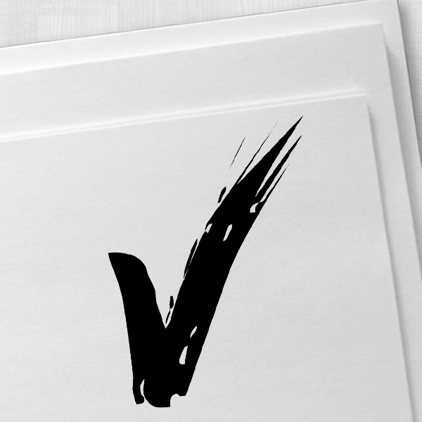 Brushstroked Check Mark Rubber Stamp Imprint Example